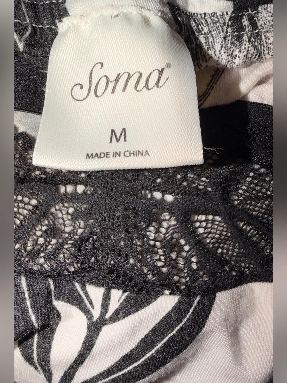 Soma Pajama Set M Black Cropped Pants Lace Shelf Bra Cami Soft Rayon Stretch - Picture 6 of 13